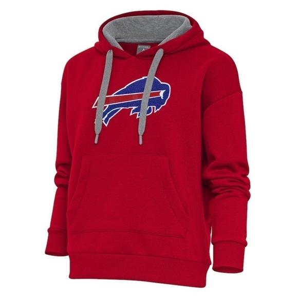Men's Buffalo Bills Red Pullover Embroidered Hoodie Hoody Sweatshirt Size Large - Picture 8 of 11